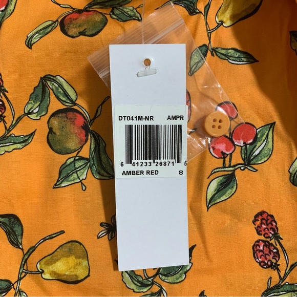 Donna Morgan Multi Fruit Print Poplin A-Line Shirtdress-Size 8 NWT - Picture 9 of 9